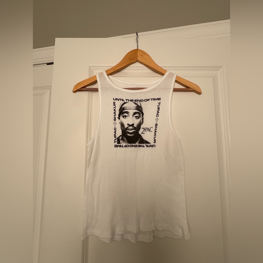 White 2Pac Graphic Tank Top